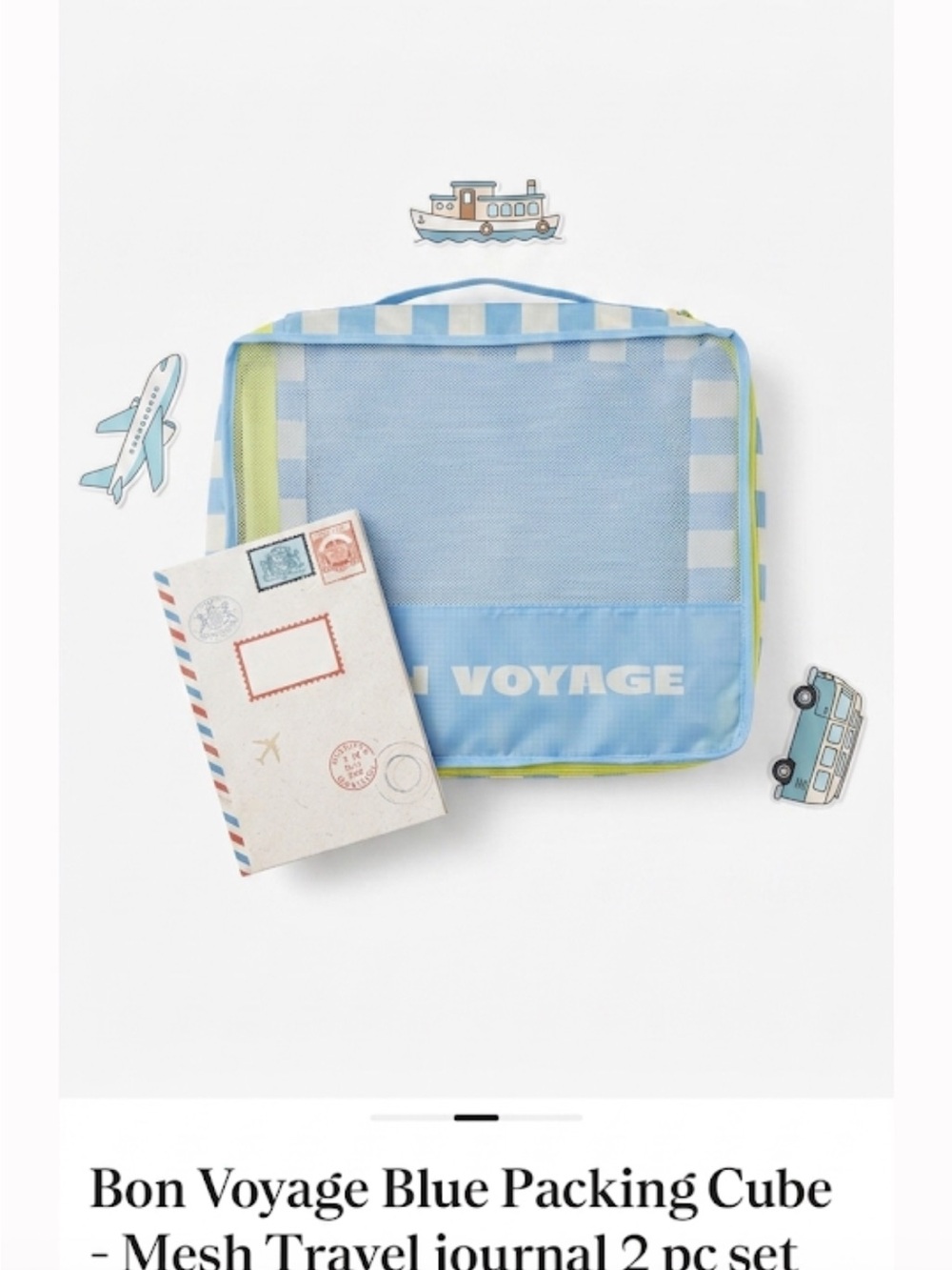 Bon Voyage Blue Packing Cube - Mesh Travel journal 2 pc set